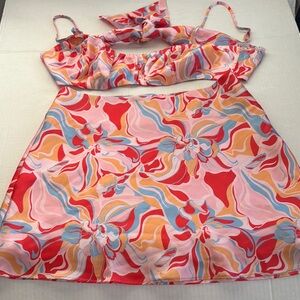 Cotton Candy Vibrant Floral Skirt Set